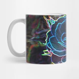 Swirly Blue Neon Rose Mug